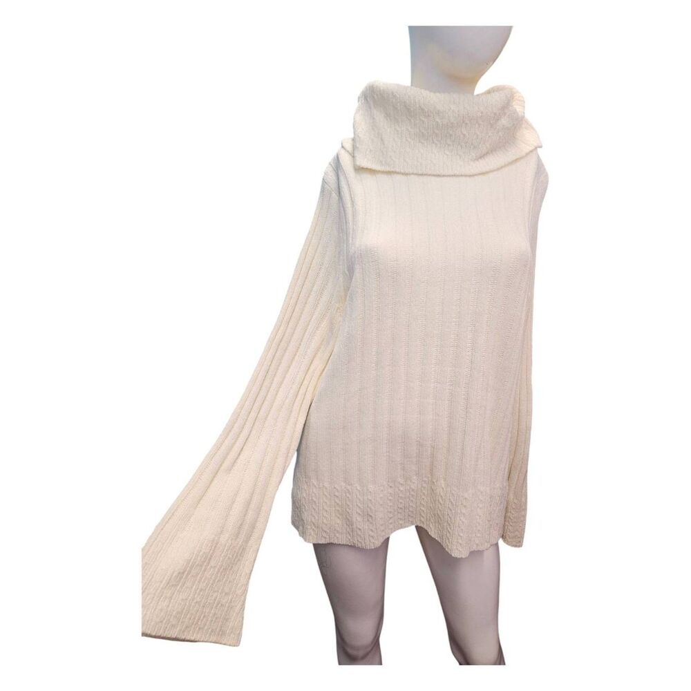 White Stag Cream Ribbed Bell Sleeve Sweater Womens Size XL